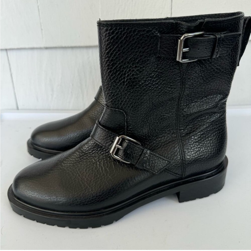 LK Bennett Niky Black Leather Biker Ankle Boots size 7.5 New without a tag.
